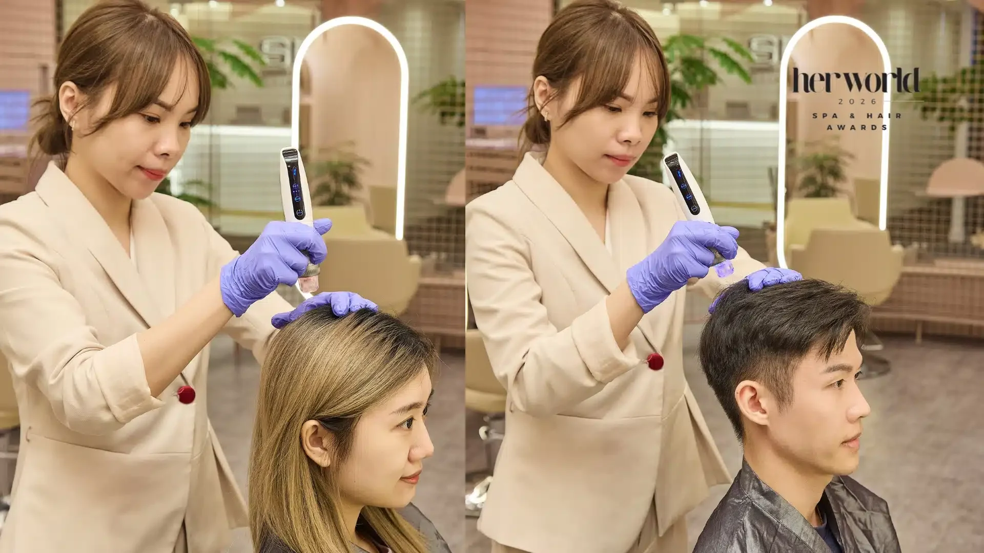 TrichoLab scalp specialist performing a microneedling treatment in the clinic