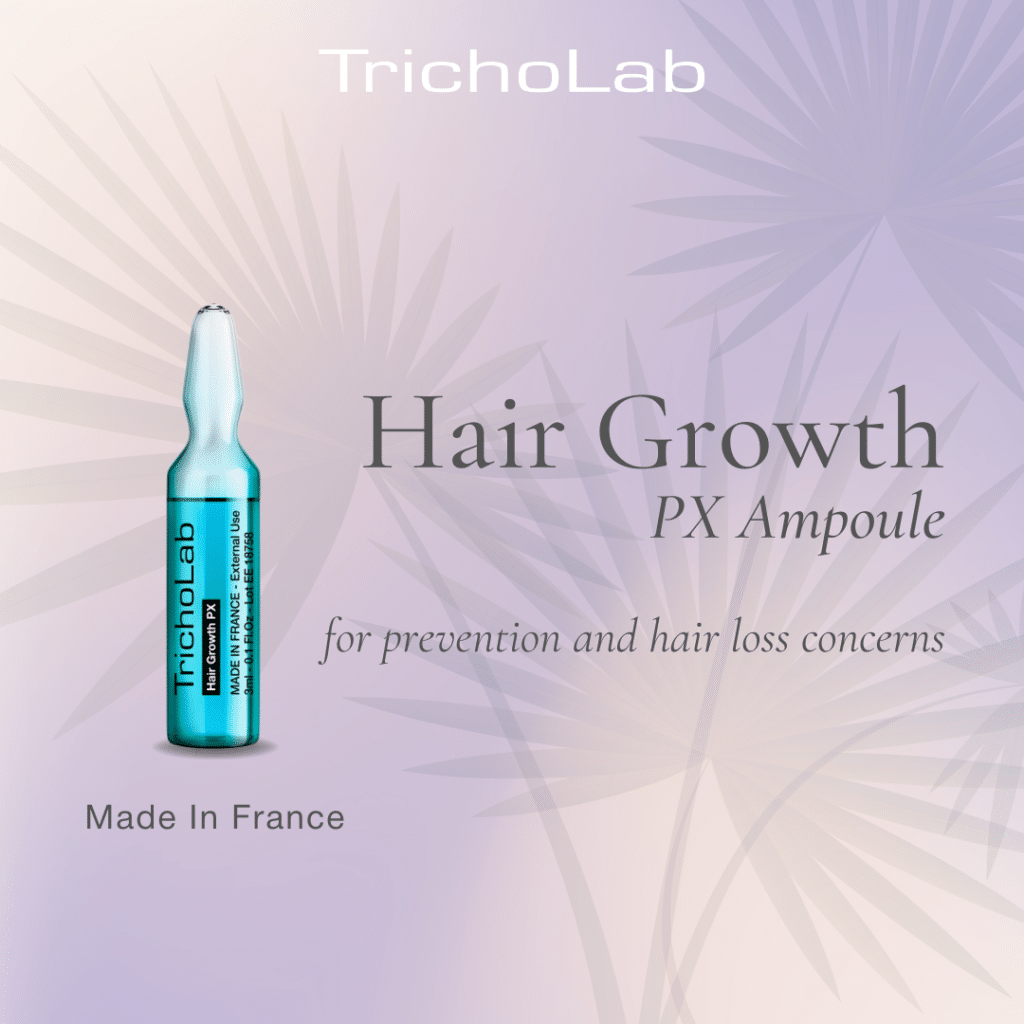 Hair Growth PX Ampoule by TrichoLab — 3ml × 10 single-dose glass ampoules with Zinc Gluconate and Saw Palmetto