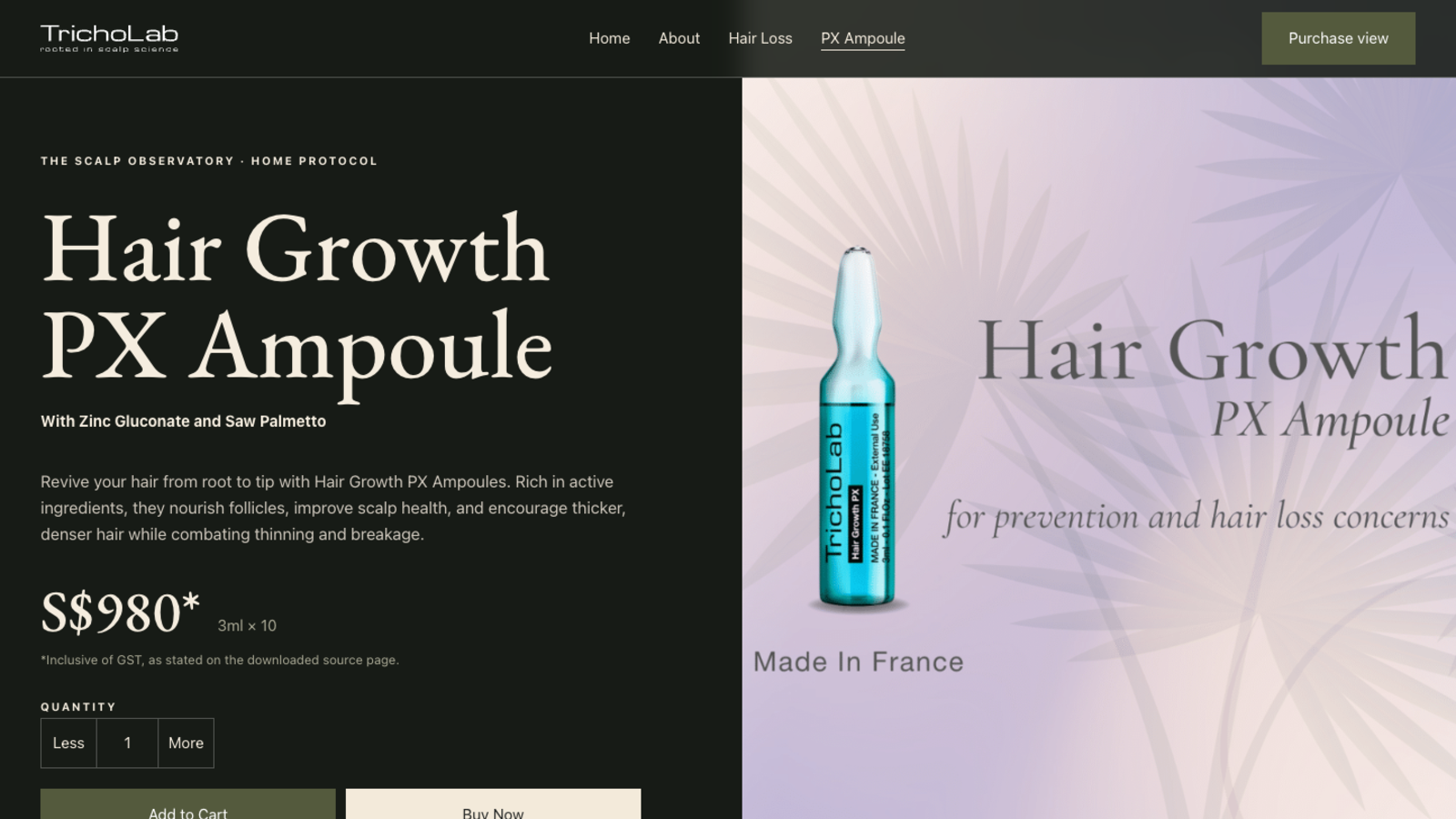Codex flagship PX Ampoule product page hero
