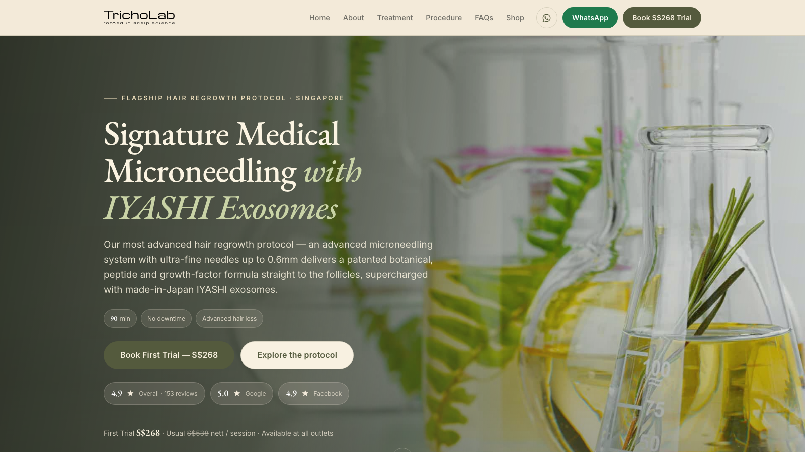 GLM flagship Hair Loss treatment page hero