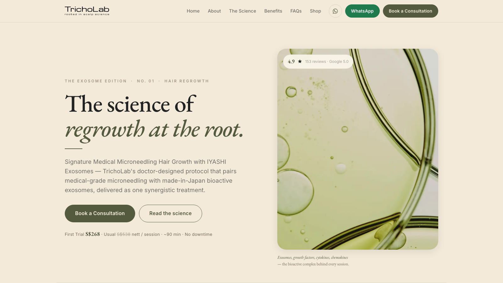 GLM botanical Hair Loss treatment page hero