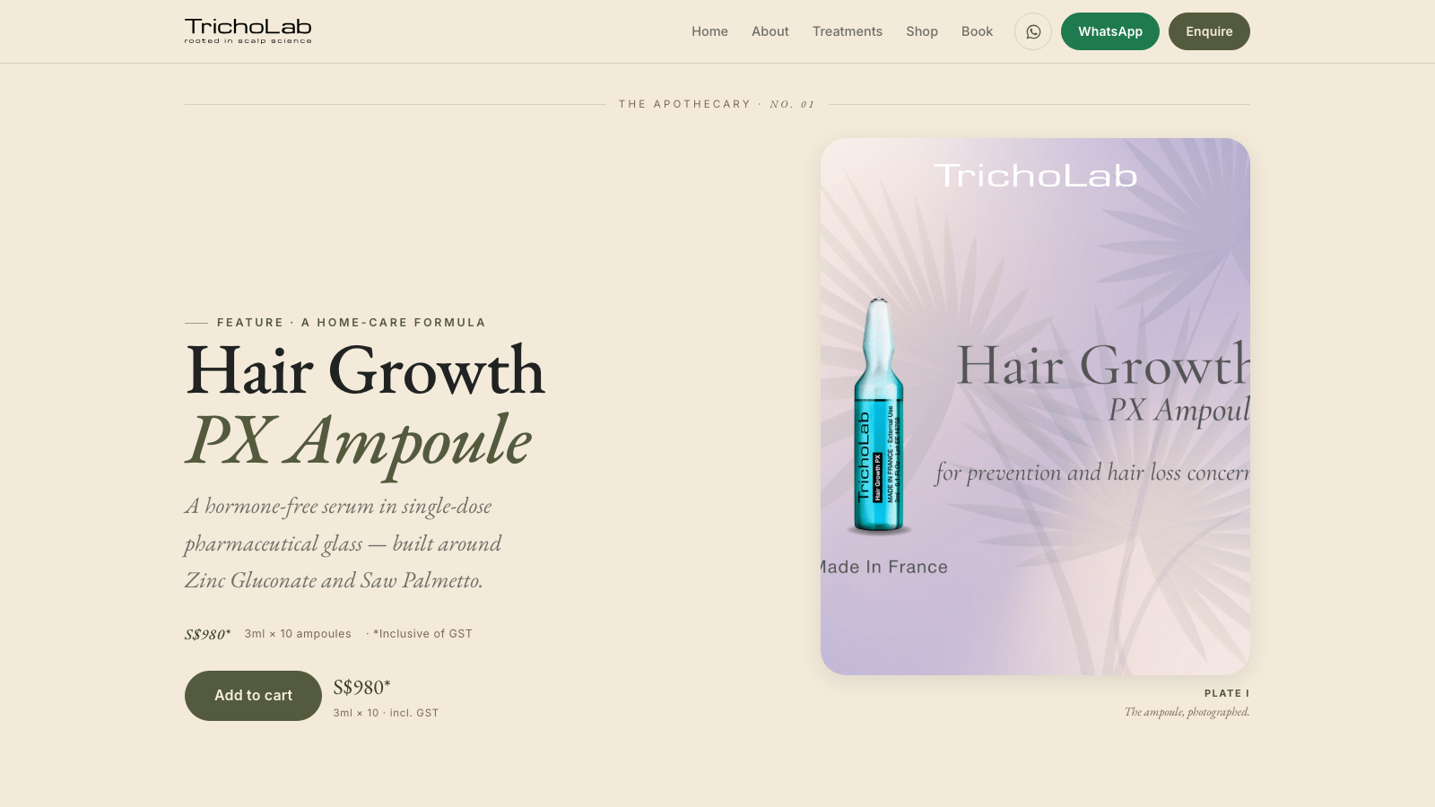 GLM botanical PX Ampoule product page hero